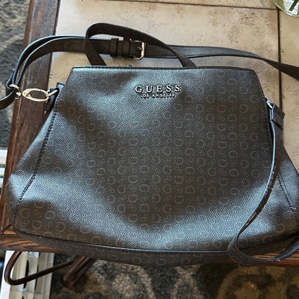 Guess Black Patterned Crossbody Bag